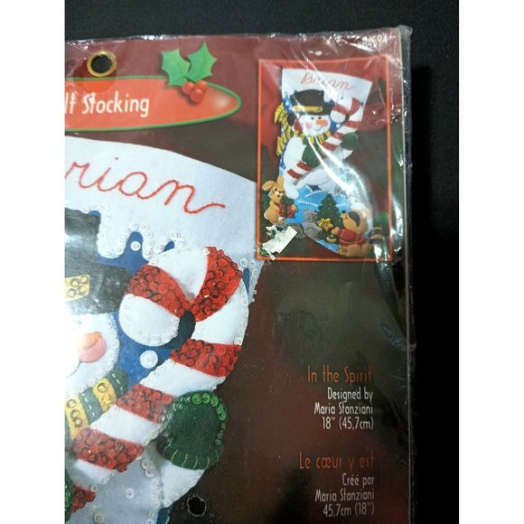Bucilla Felt Stocking Kit Frosty "In the Spirit" Vintage NOS New Christmas Craft - Picture 3 of 7